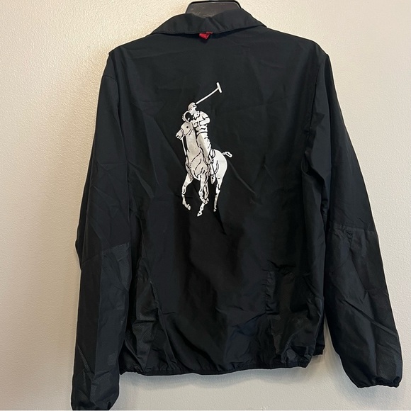 Polo by Ralph Lauren Large Pony Image Mens Medium Vintage Black Windbreaker - Picture 11 of 12